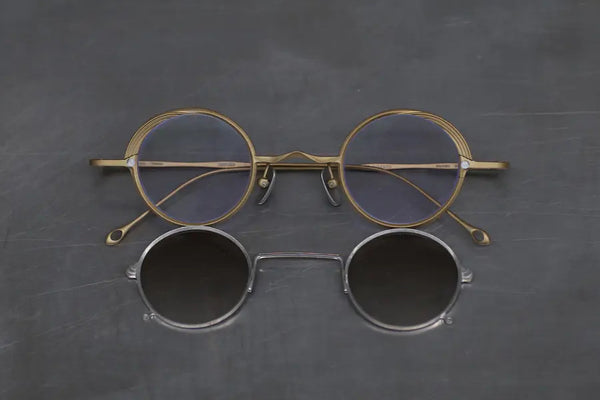 Rigards X ZIGGY CHEN Joint Series RG1008ZC Titanium Double-layer Sunglasses RG-RG-RG1008ZC-GDJ Antique Gold + Silver Frame Transparent + Light Gray Lenses